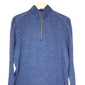 Robert Graham Men’s Cotton Blend Sweater Pullover 1/4 Zip Heathered Blue Large